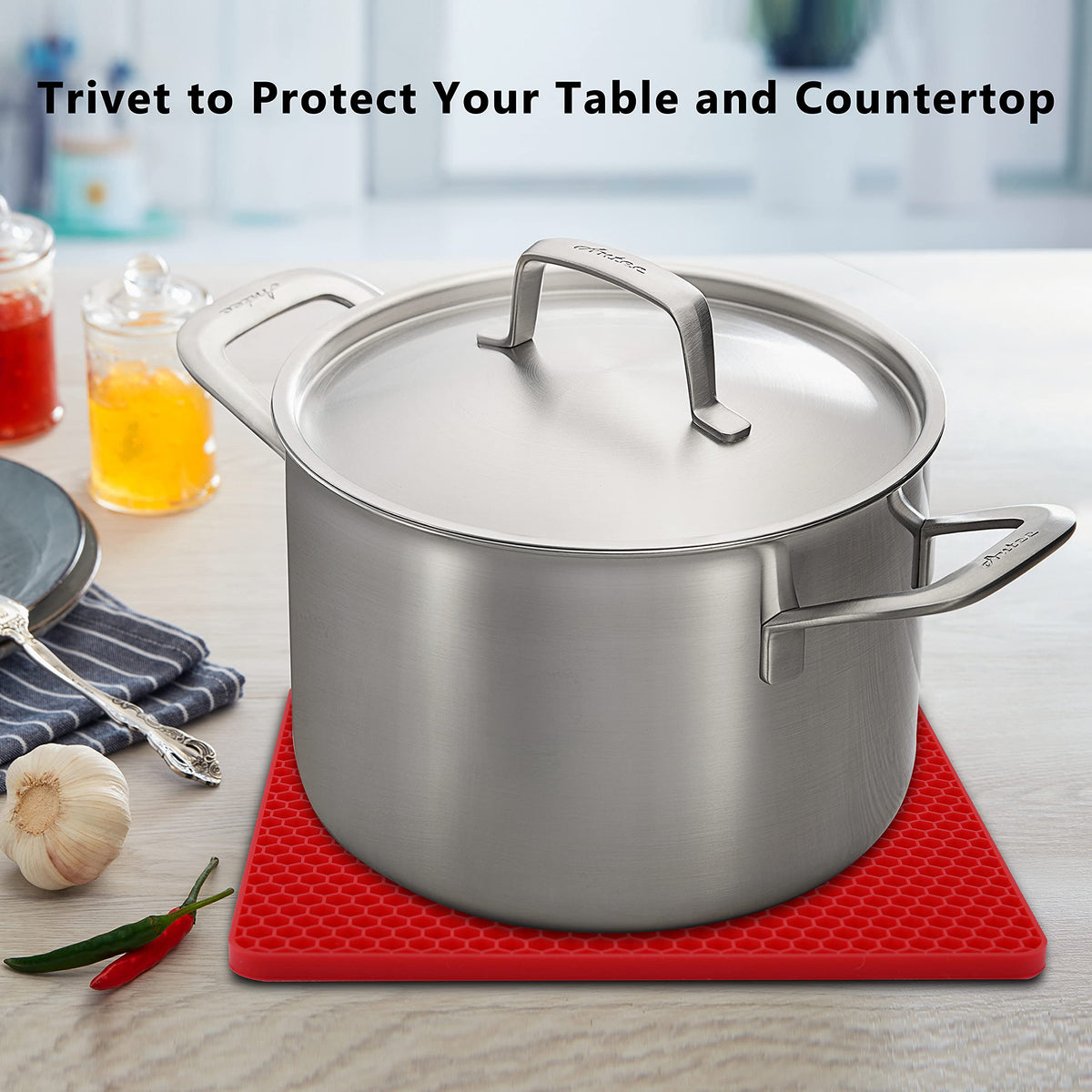 QPIX DIGITAL trivets stacked neatly demonstrate compact storage and color variety