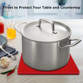 QPIX DIGITAL trivets stacked neatly demonstrate compact storage and color variety