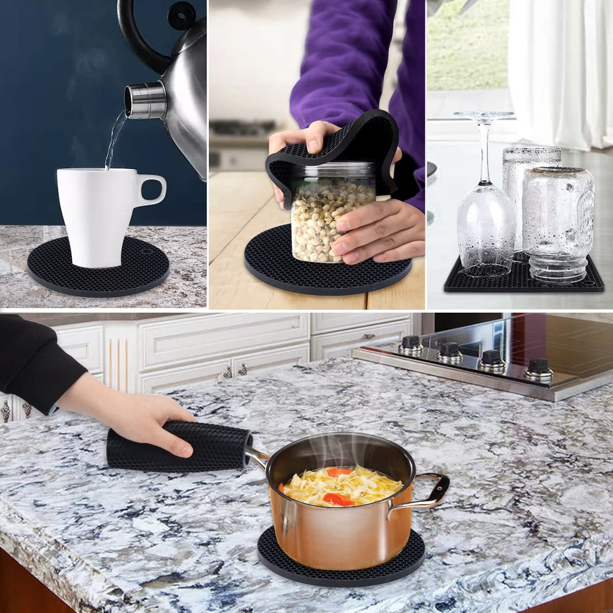 QPIX DIGITAL kitchen counter protection against heat and scratches