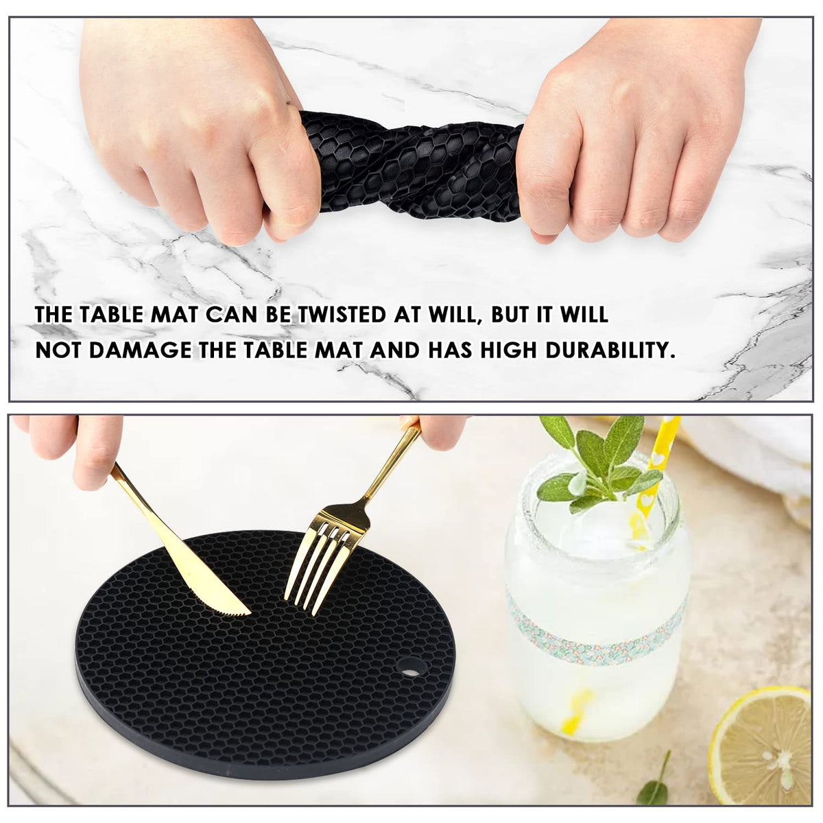 QPIX DIGITAL non-slip mats keeping pans in place during serving