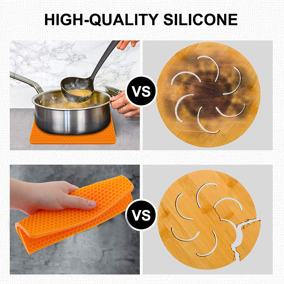 Food-grade silicone from QPIX DIGITAL cushions hot pots and pans