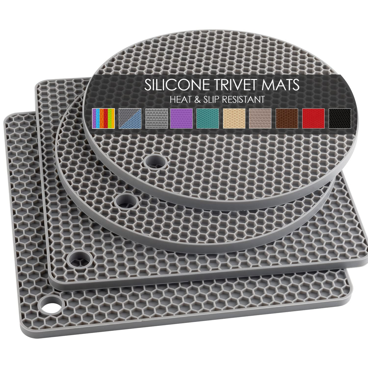 QPIX Digital silicone trivets round mats protect countertops when handling hot dishes