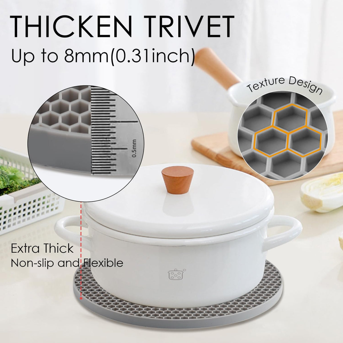 QPIX Digital silicone trivets square mats provide stable grip for hot pots
