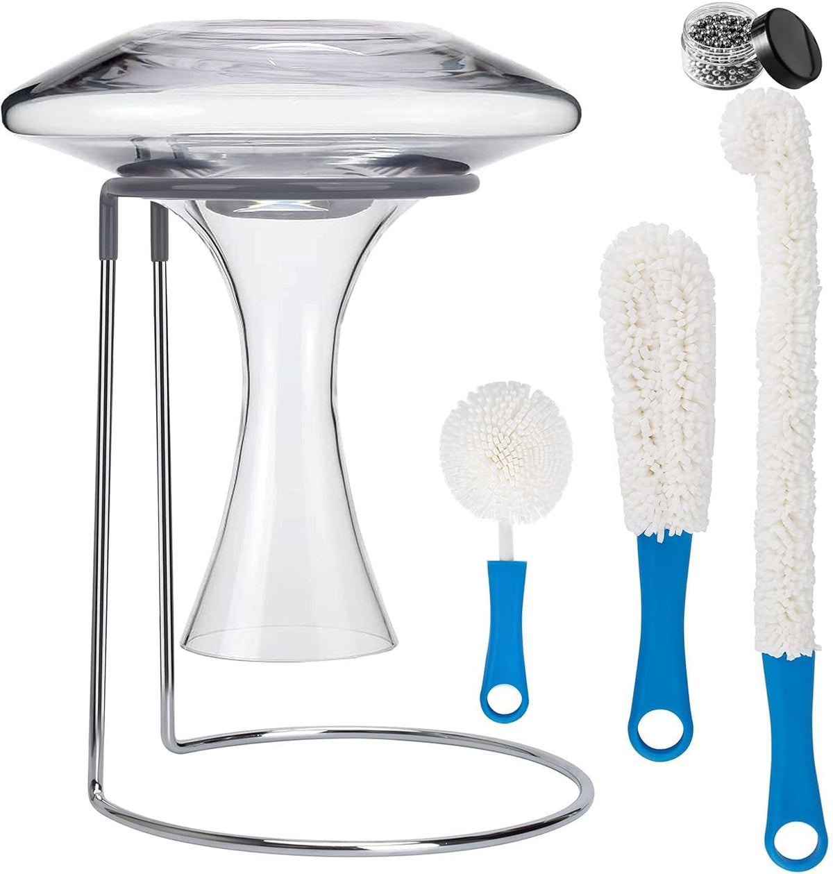 QPIX DIGITAL wine decanter drying stand top view for air-drying and drip-free presentation