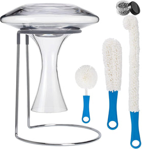 QPIX DIGITAL wine decanter drying stand top view for air-drying and drip-free presentation