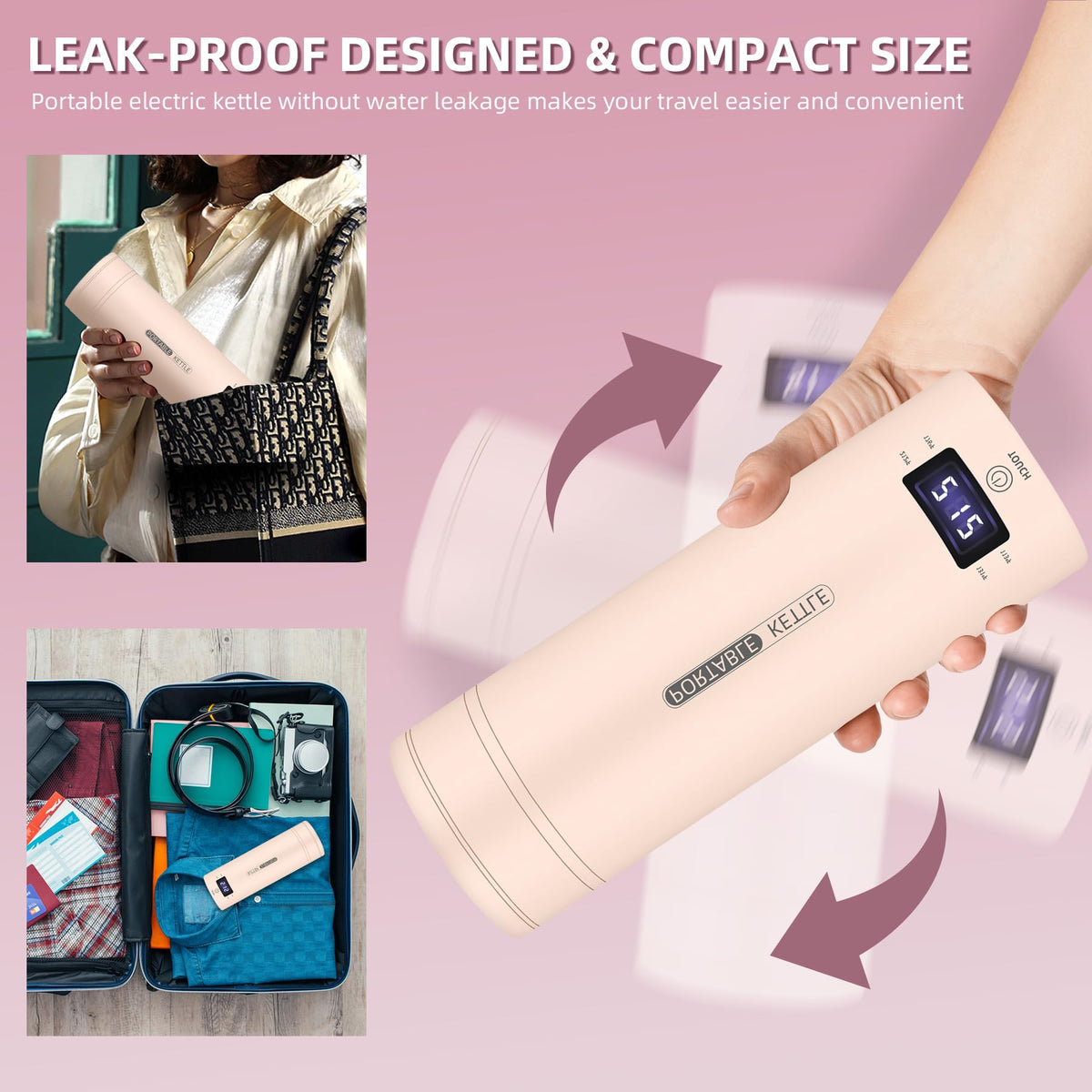 QRAGJBM travel kettle auto shut-off for safe boiling on the go.