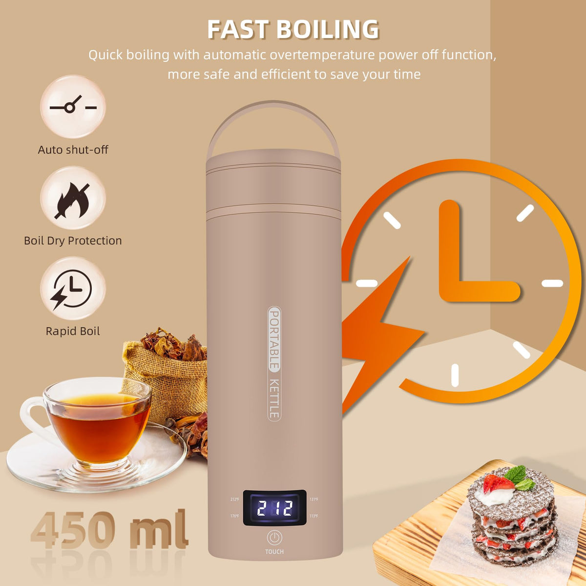 QRAGJBM mini kettle boils water quickly for hot drinks on trips