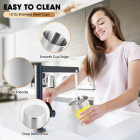 Qrooper dishwasher-safe metal cups for quick cleanup.