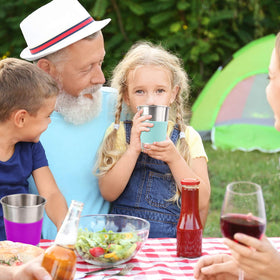 Qrooper unbreakable cups suitable for kids and adults during outdoor adventures.