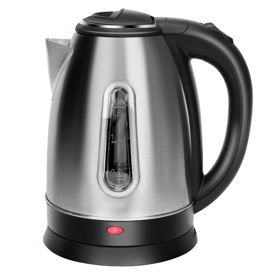 QSLKING electric kettle with 360-base for easy cordless pouring.