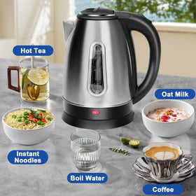 QSLKING kettle cordless-serving design for simple pouring into cups.