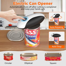 QTDHG Electric Can Opener in action shows effortless one-touch activation