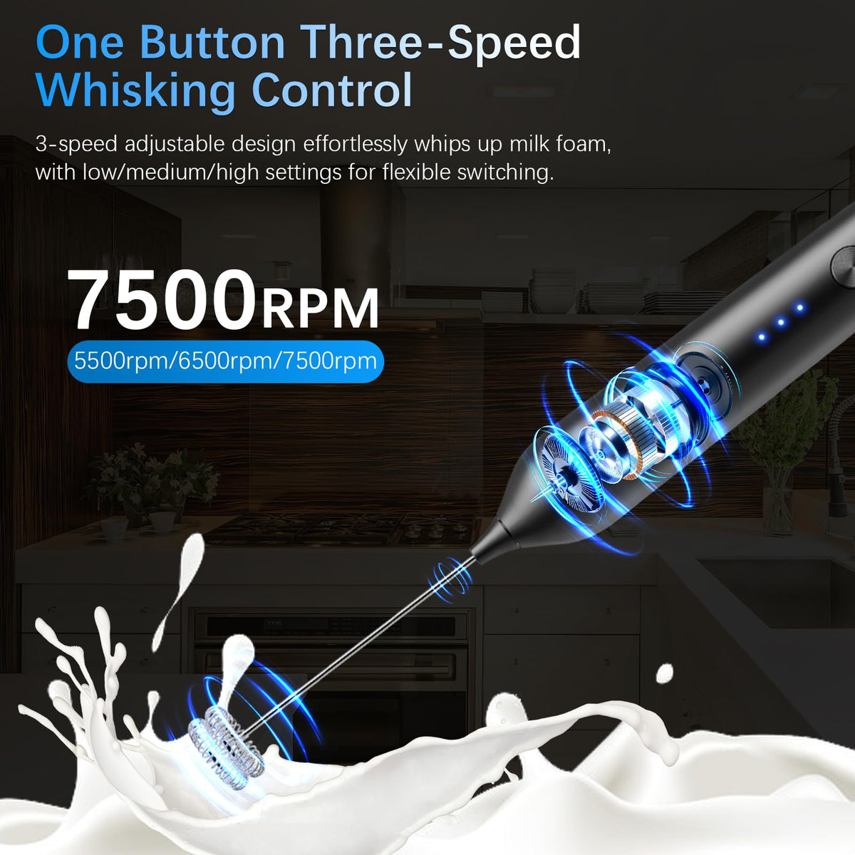 QTDHG one-button control with three settings for froth