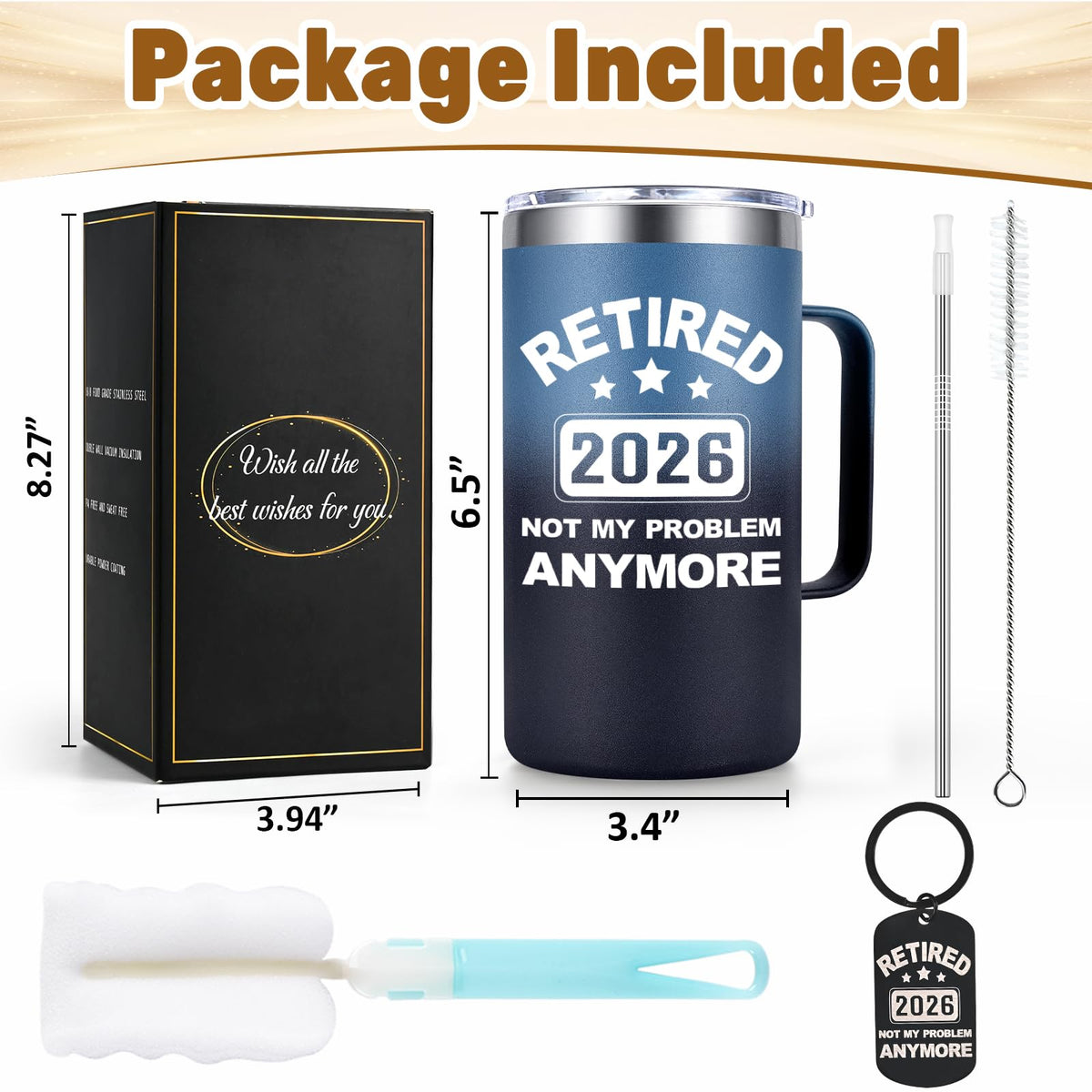 Qtencas retirement mug desk setting for home office