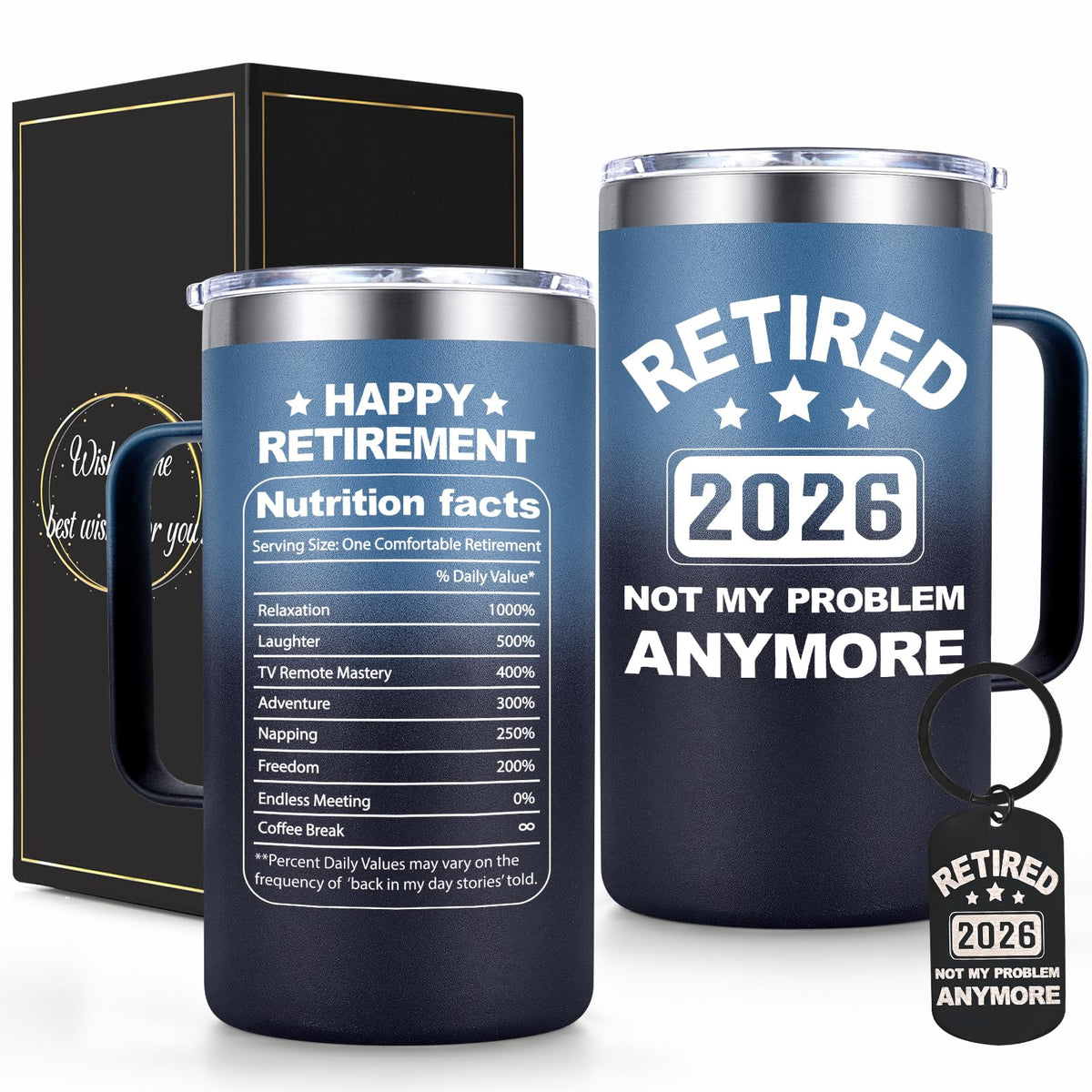 Qtencas retirement mug gradient front view for all-day coffee