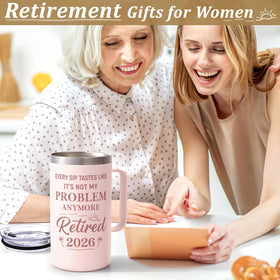 Qtencas leak-proof lid on retirement mug for secure travel