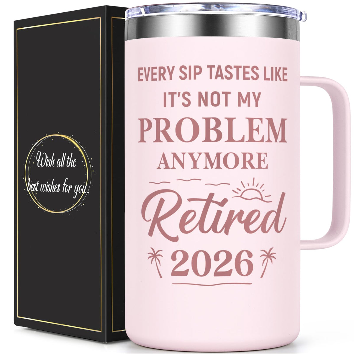Qtencas 20oz rose quartz retirement mug for daily coffee enjoyment