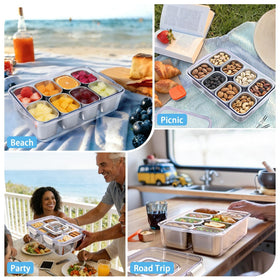 Qtencas Snackle Box complements party trays and kitchen storage solutions.