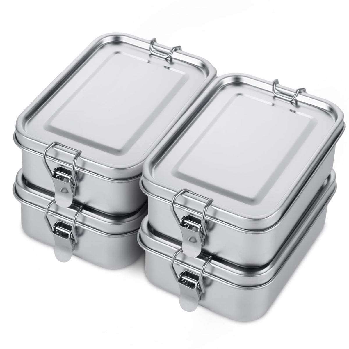 QTLCOHD 4-pack stainless steel lunch box with two compartments.