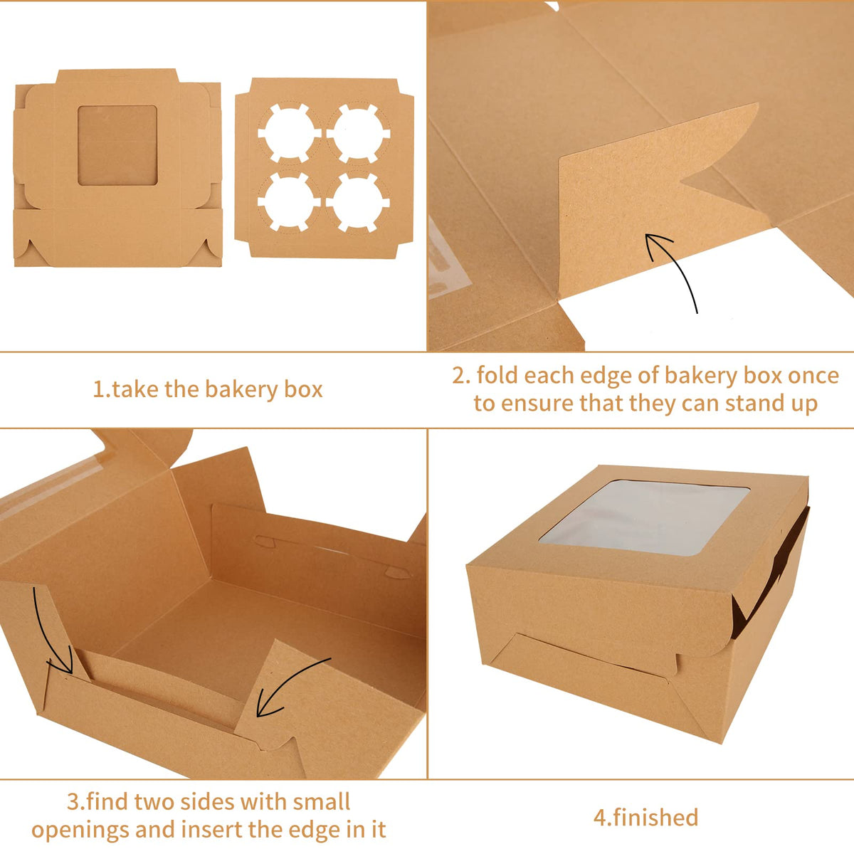 QTLCOHD easy-assembly cupcake box keeps four cupcakes secure