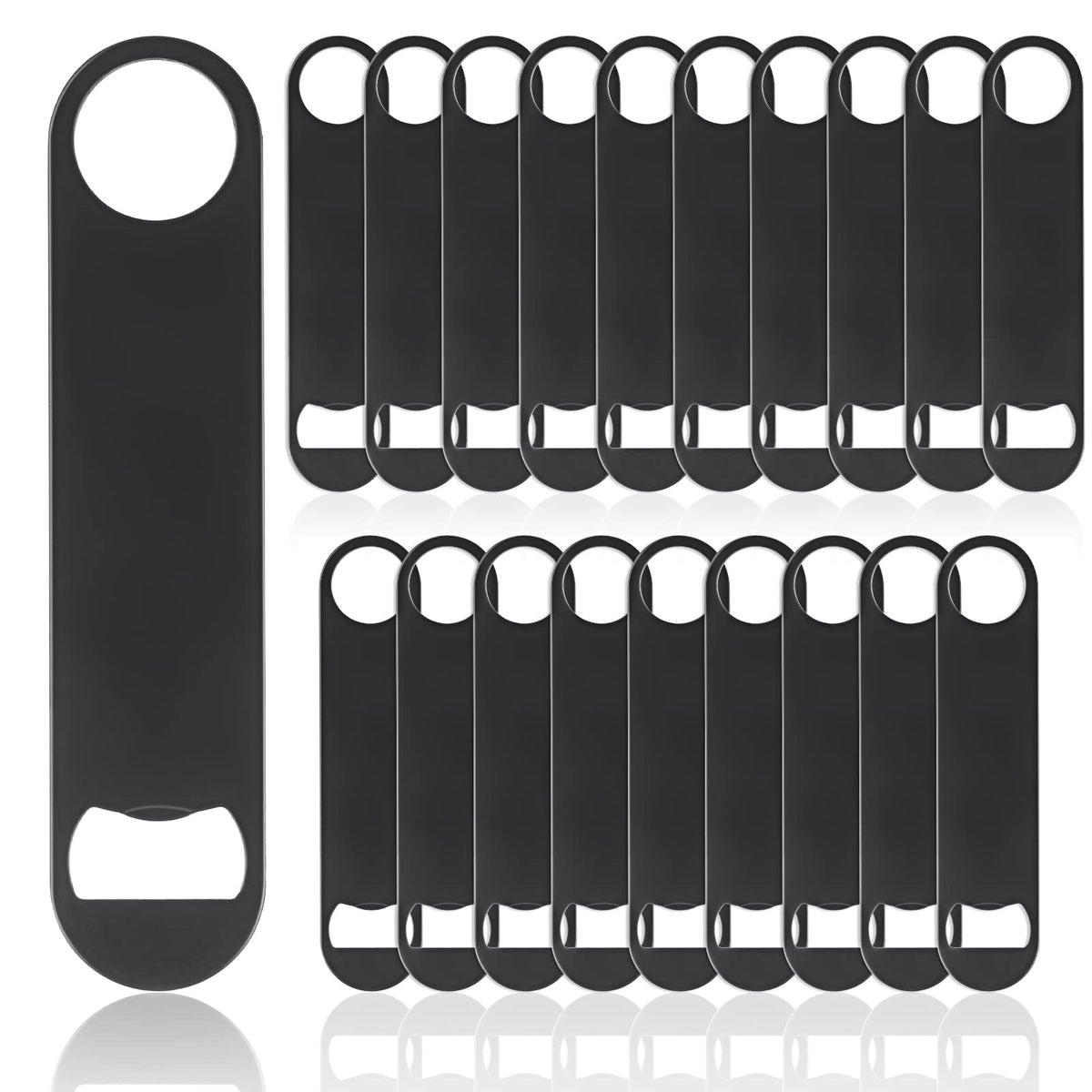 QTLCOHD flat bottle opener 7inch black stainless, easy leverage for quick bottle openings