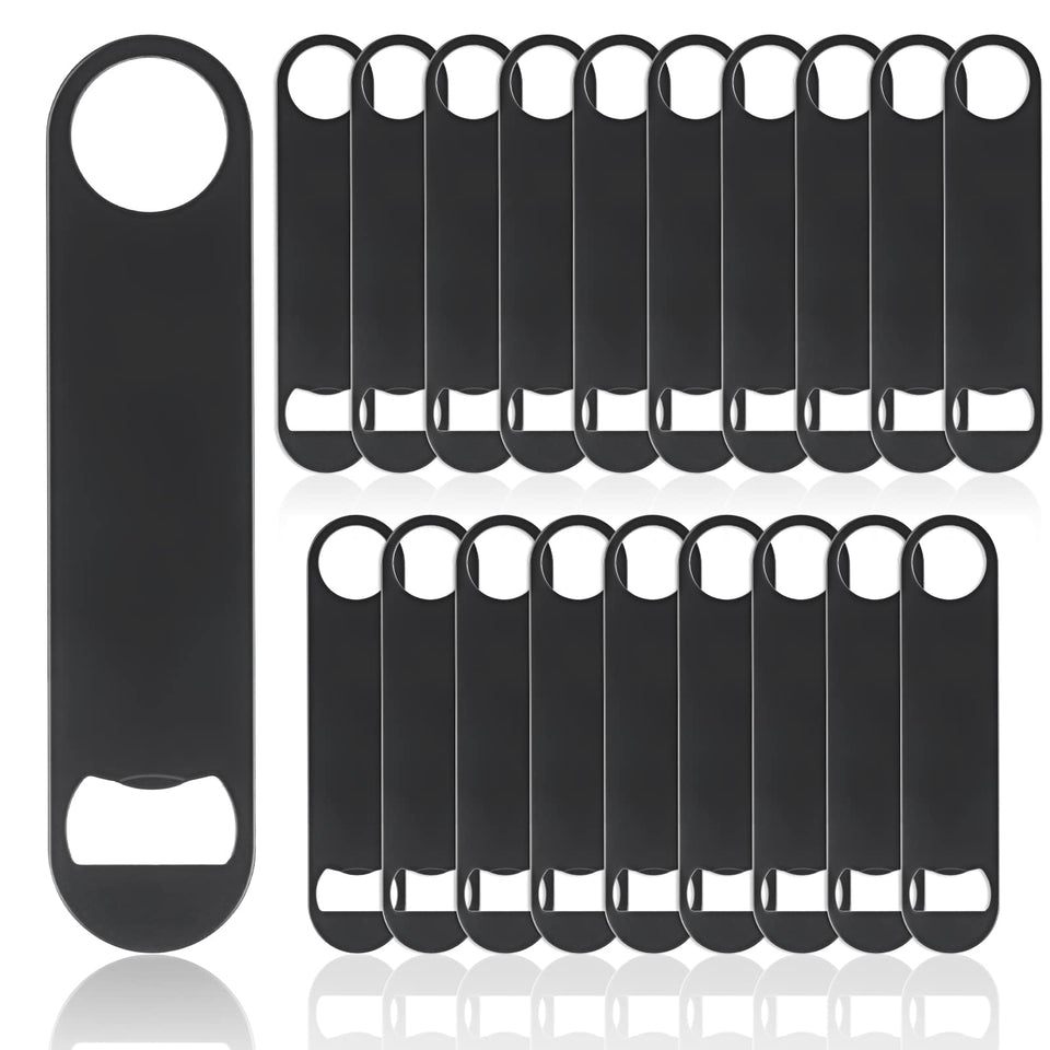 QTLCOHD flat bottle opener 7inch black stainless, easy leverage for quick bottle openings