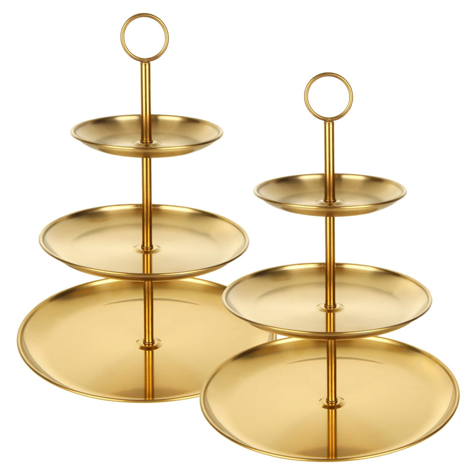 QTLCOHD gold 3-tier stand, top plate 17cm for cupcake displays.
