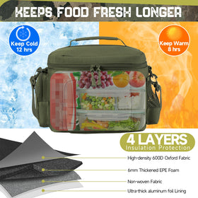 QT&QY lunch bag insulation layer maintains temperature for hours.