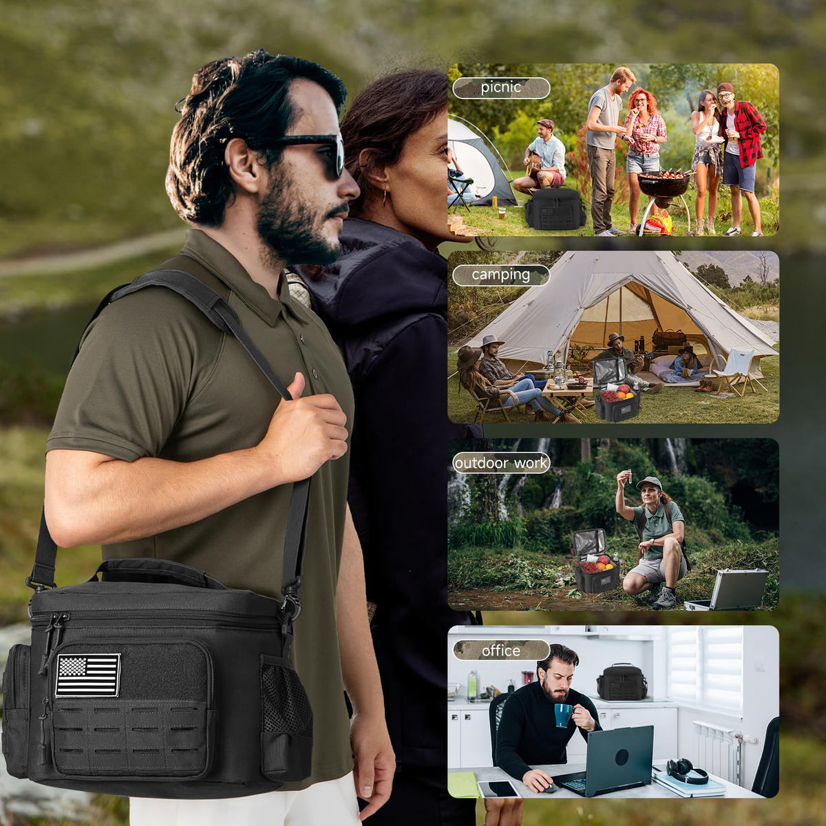 QT&QY Tactical Lunch Bag laser cut MOLLE webbing for rugged style