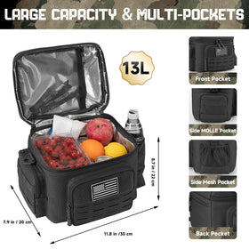 QT&QY Tactical Lunch Bag side mesh bottle pocket for easy hydration