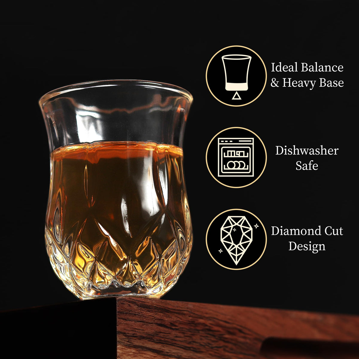 QUAFFER 1.75 oz capacity shot glass, perfect for whisky, vodka, and tequilas.