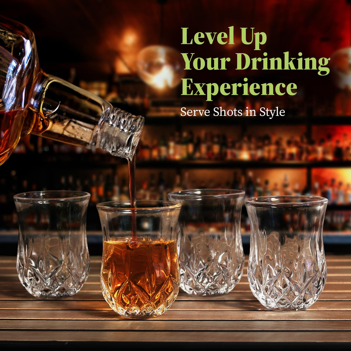 QUAFFER shot glass with weighted base for easy, stable handling.