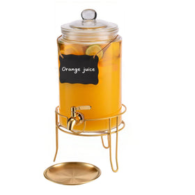Quald 1 gallon glass dispenser for party beverages, easy to refill