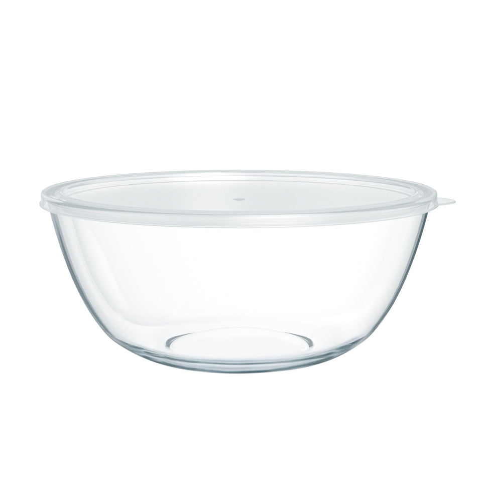 Quald 4.7 Qt extra large glass mixing bowl on counter for easy prep