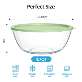 Quald durable borosilicate bowl holds heat safely for hot and cold recipes.