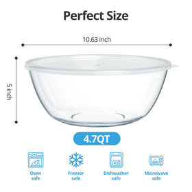 Quald clear glass mixing bowl on counter showing storage use
