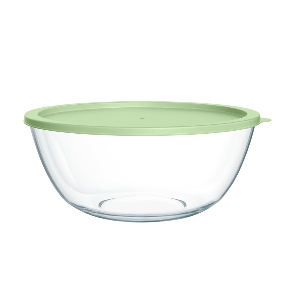 Quald extra-large glass mixing bowl, clear to monitor ingredients while you mix.