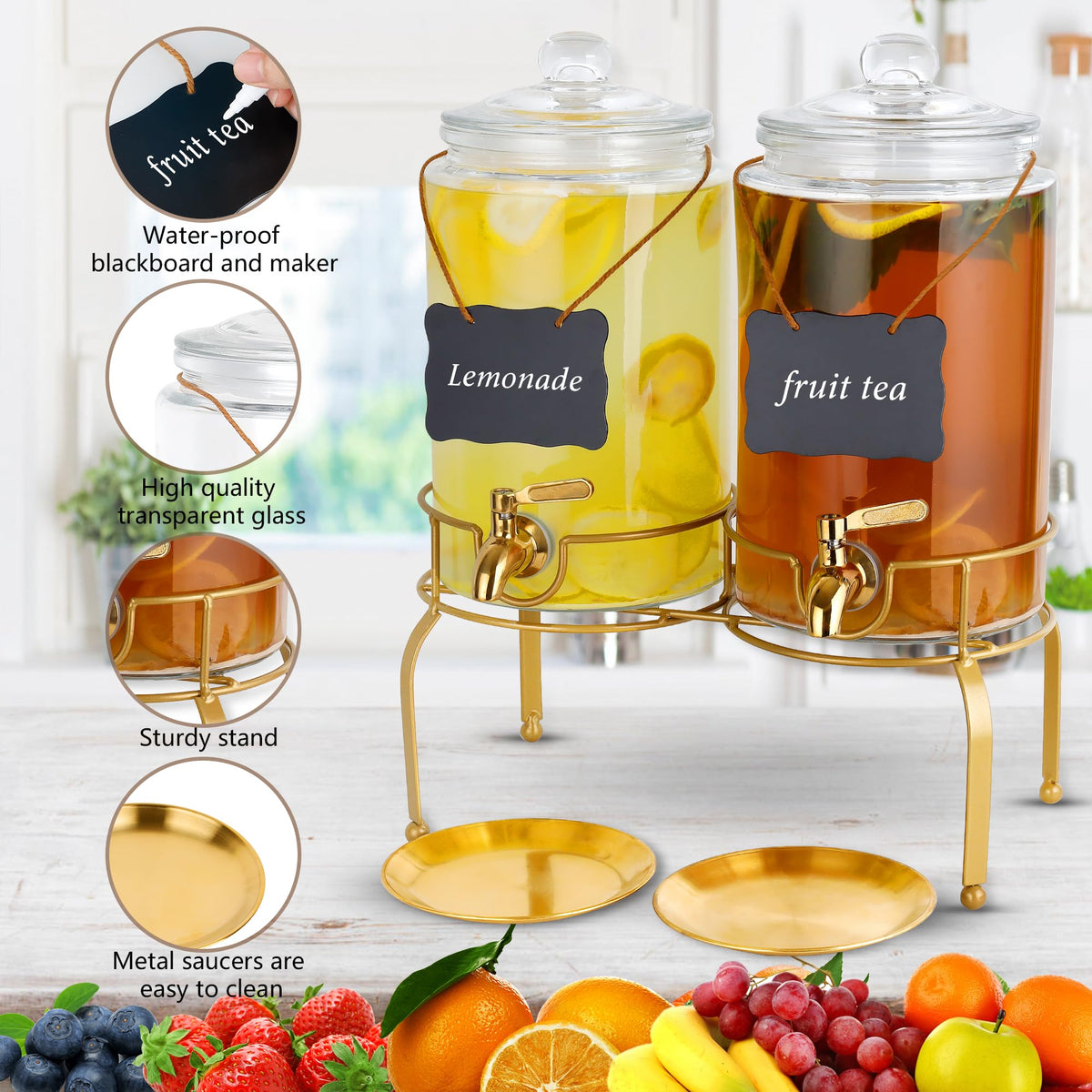Quald gold splash plates add luxe details to beverage setup