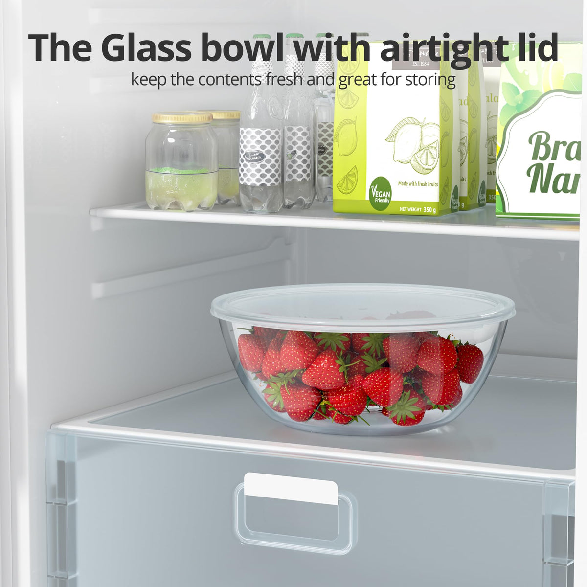 Quald serving salad in clear bowl showing vibrant colors