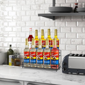 QUALLON coffee bar stand—durable iron construction for long-lasting organization.