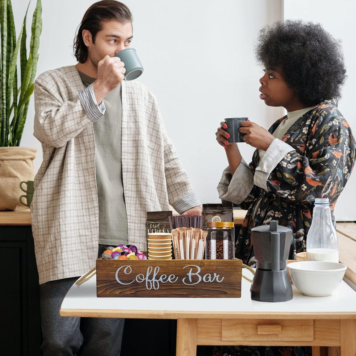 QUALLON wooden coffee bar accessories enhance decoration and storage