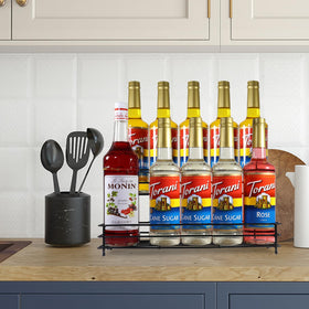 QUALLON syrup rack with 10-bottle capacity supports busy coffee bars smoothly.