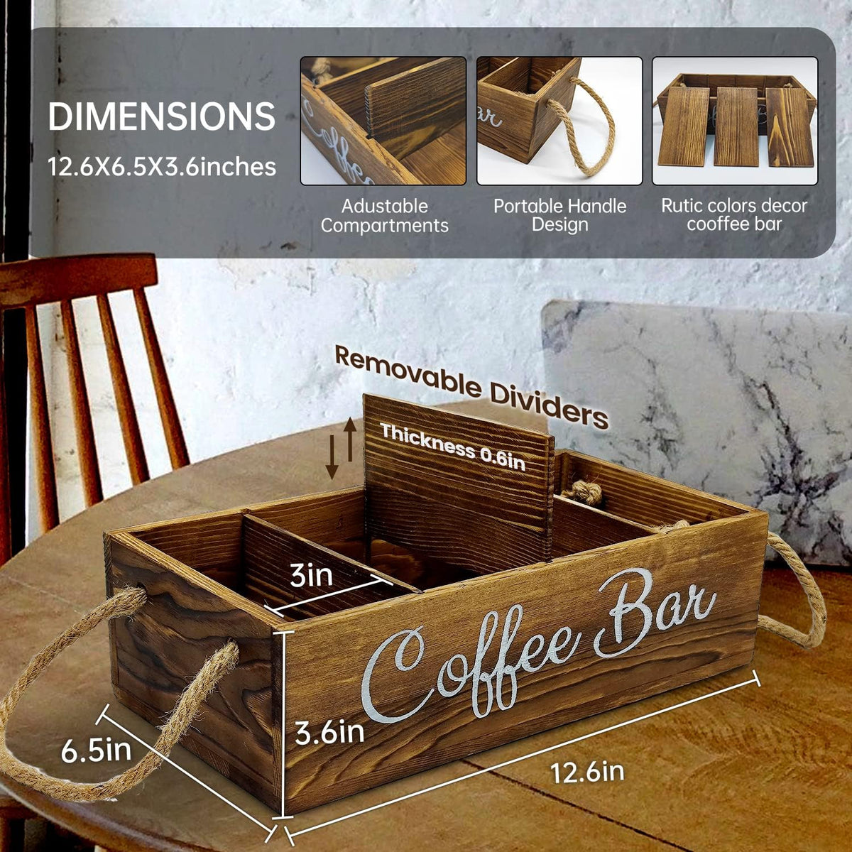 QUALLON wooden storage box with handle offers stylish countertop organization