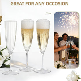 QualQuot durable plastic flutes resist cracking for indoor and outdoor use.