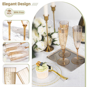 QualQuot hard plastic flutes are crack-resistant for indoor and outdoor events