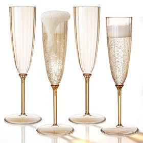 QualQuot mocha plastic champagne flute 5 oz with seamless one-piece design for elegant toasts