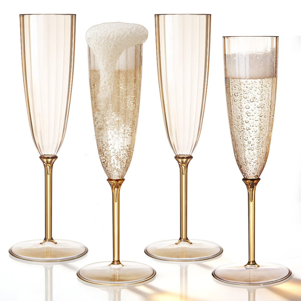 QualQuot mocha plastic champagne flute 5 oz with seamless one-piece design for elegant toasts