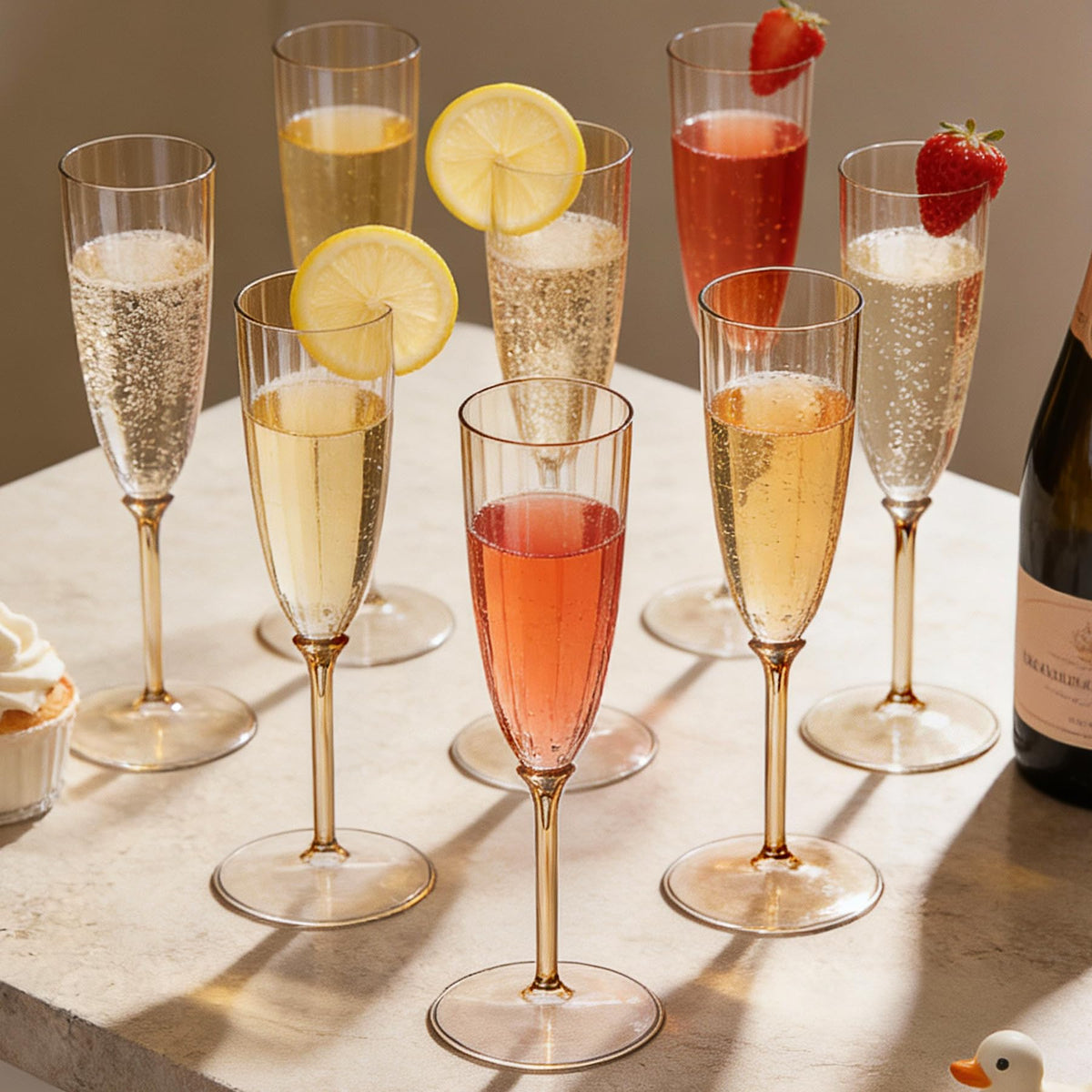 QualQuot outdoor-friendly mocha champagne flutes for sturdy events