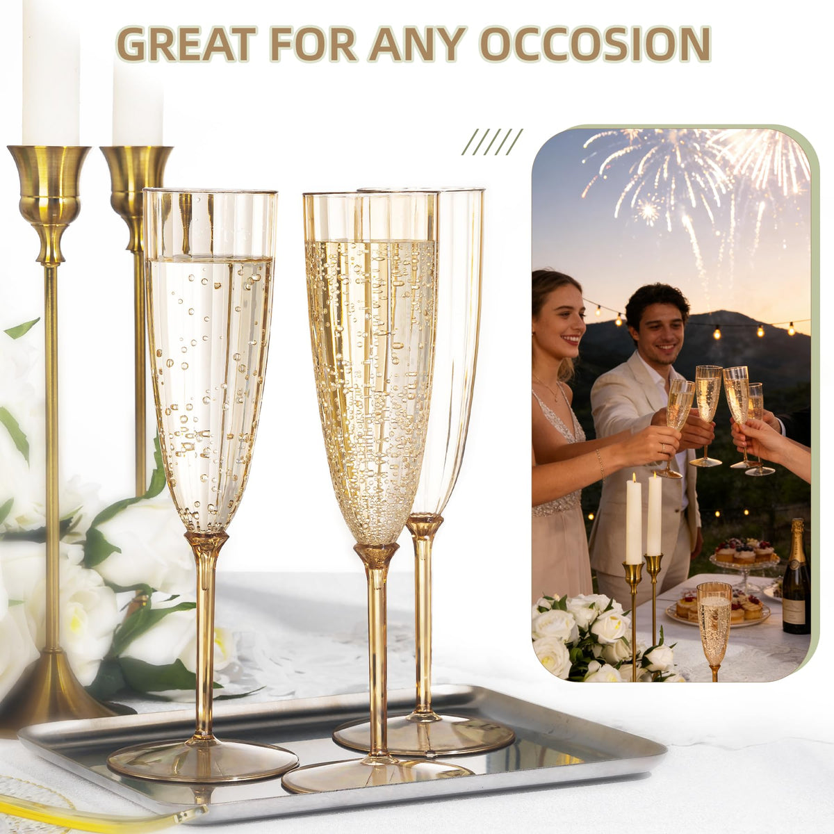 QualQuot wedding mocha champagne flutes for sophisticated toasts