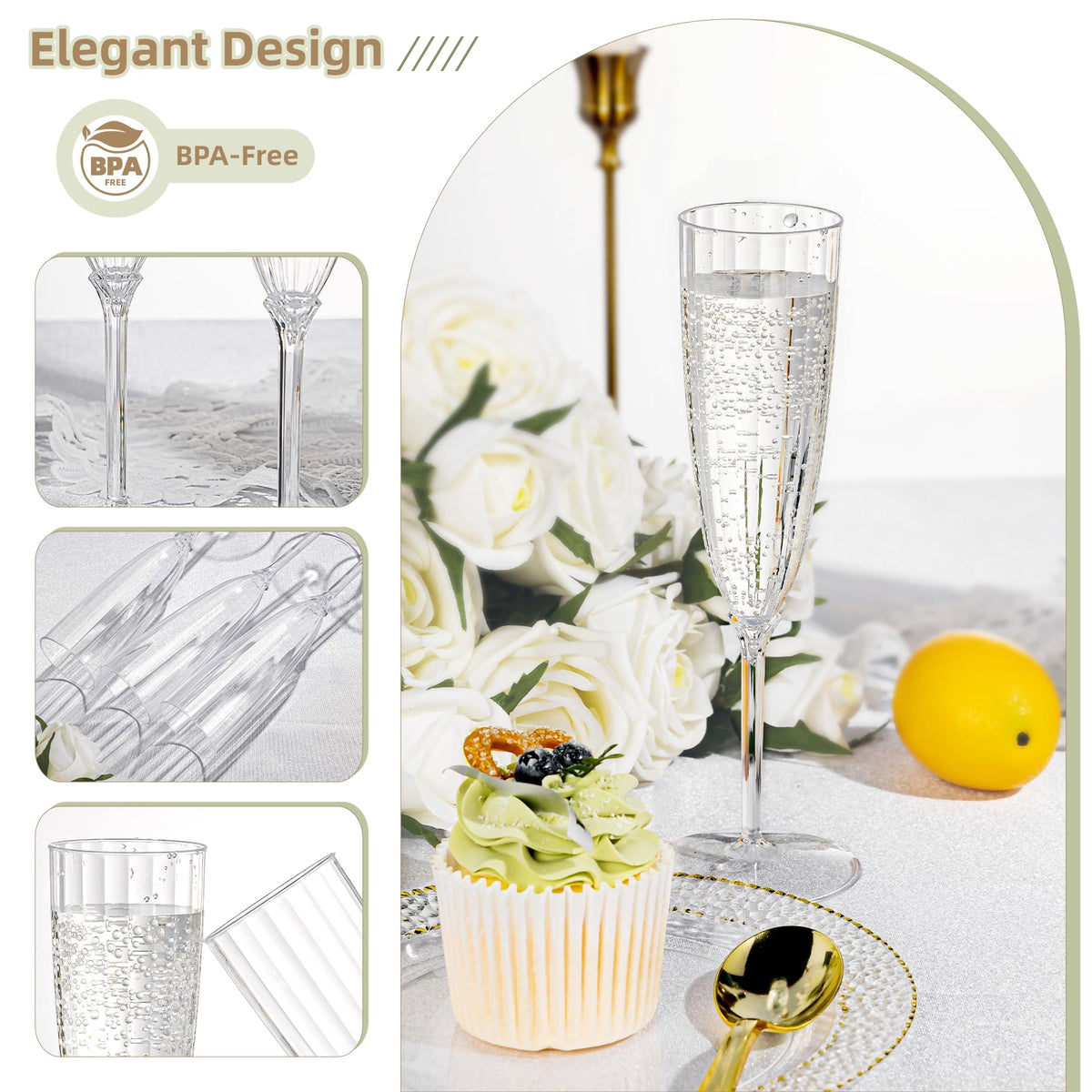 QualQuot flutes suited for weddings and parties, blending with any décor.
